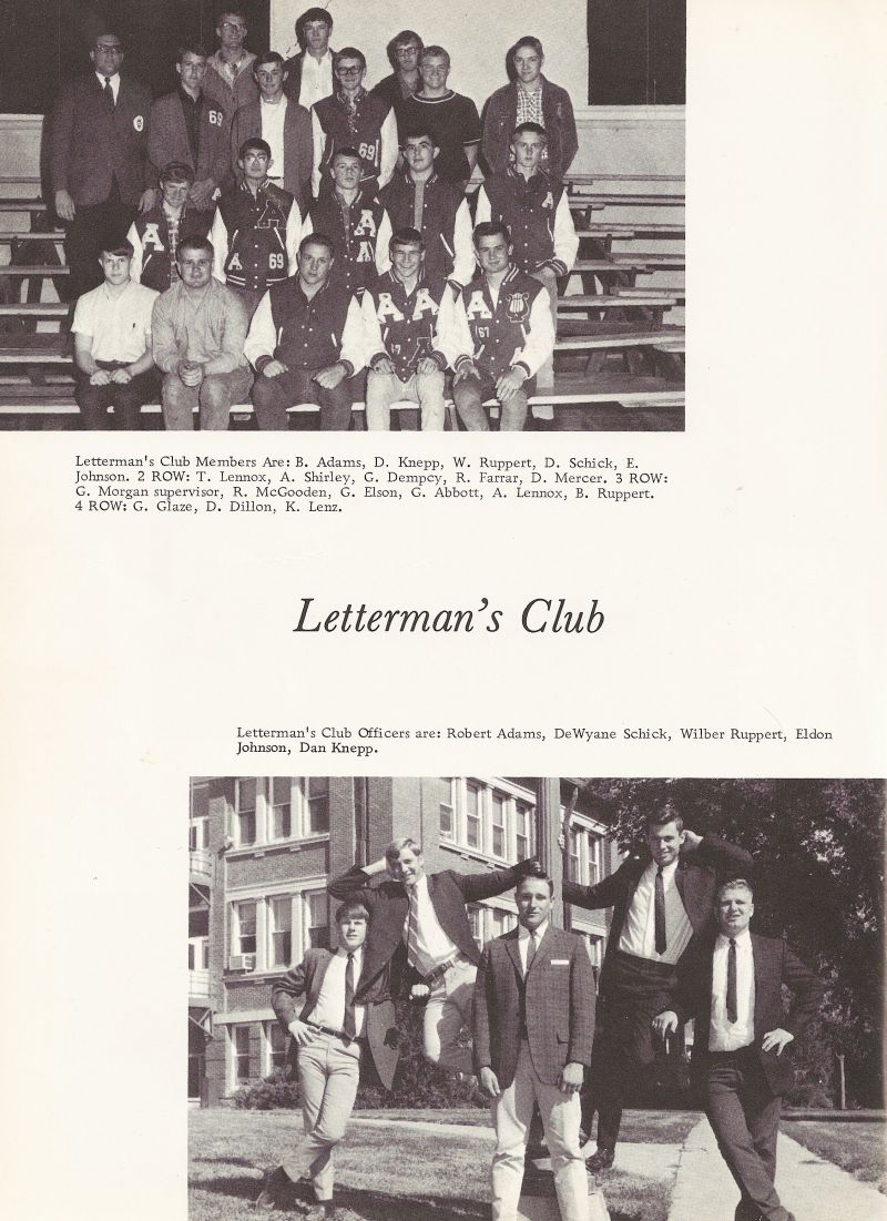 1968 Adams, Knepp, Ruppert, Schick, Johnson, Lennox, Shirley, Dempcy, Farrar, Mercer, Morgan, McGooden, Elson, Abbott, Lennox, Lenox, Ruppert, Glaze, Dillon, Lenz, Robert Adams, DeWayne Schick, Wilber Ruppert, Eldon Johnson, Dan Knepp,  