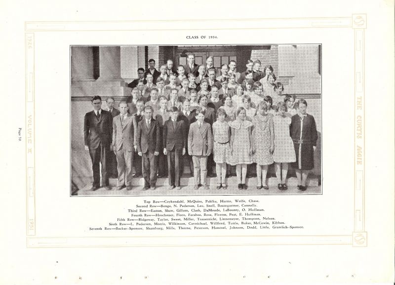 Volume_III Cyrus Coykendahl, Earl McQuire, Henry Pahlke, Donald Harms, Deane Wolfe, Donald Chase, Forrest Benge, Nels Pedersen, Fred Leu, George Snell, Leonard Baumgartner, Marion Connelly, Gail Easton, Edgar Shaw, Earl Gillum, Ward Clark, Thelma DaMoude, John LaBounty, Opal Huffman, Lewis Hoschouer, Harold Floro, Lawrence Farabee, Merle Rose, Kenneth Florom, Velma Peat, Emma Huffman, James Ridgeway, Verle Taylor, Leo Sweet, Tommy Miller, Richard Trauernicht, Doris Linnemeyer, Marie Thompson, Geraldine Nelson, Levi Pedersen, Howard Morris, Robert Wilkinson, Orville Carmichael, Kenneth Willford, Helen Tuttle, Esther Buker, Phyllis McCowin, Kathleen Kibben, Sponsor Marvel Baker. Lynn Shamburg, Virgil Mills, Edwin Thorne, Eugene Peterson, Maxine Hammel, Doris Johnson, Mildred Dold, Sylvia Little, Sponsor Edith Gramlich.