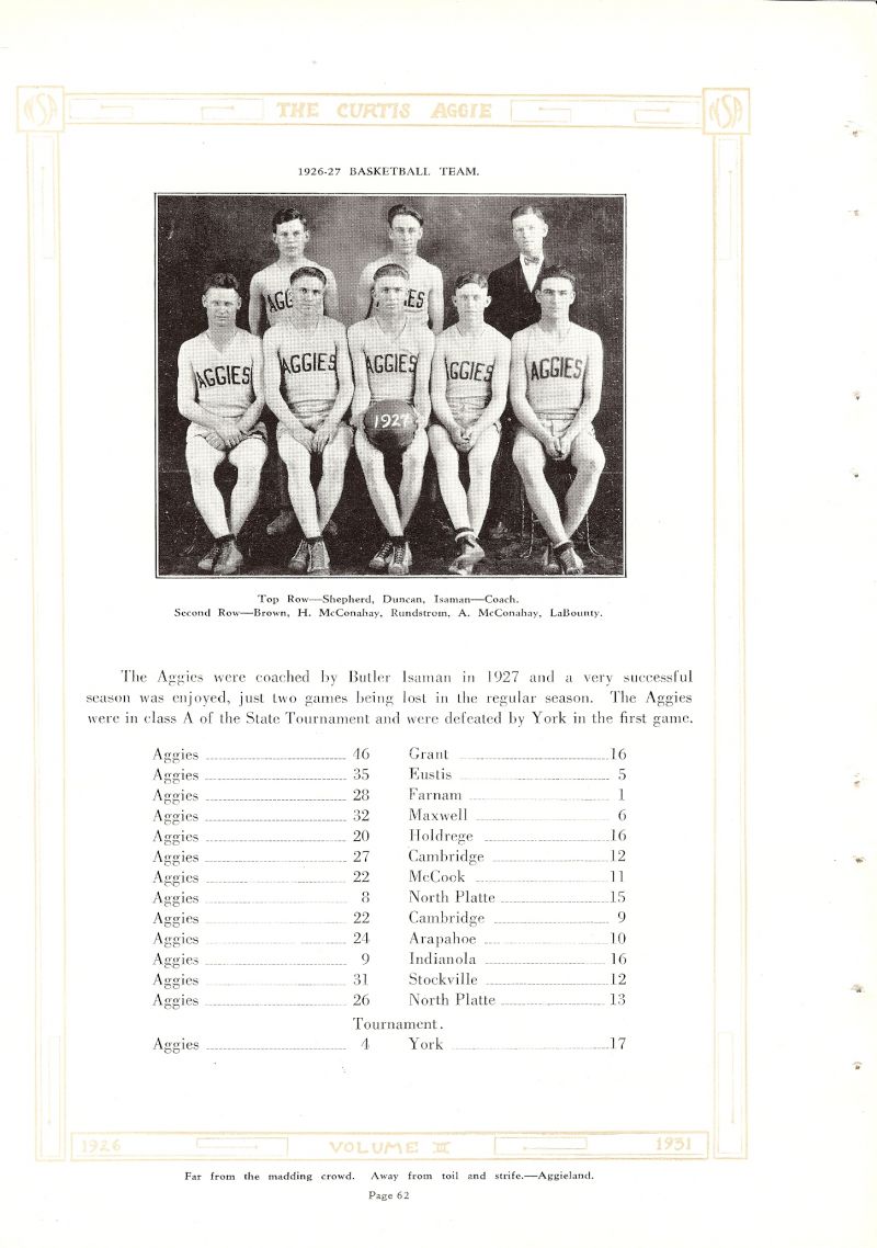 Volume_III Clinton Shepherd, Lloys Dunkin, Coach Butler Isaman. Brown, Harold McConahay, John Rundstrom, Delbert LaBounty, 