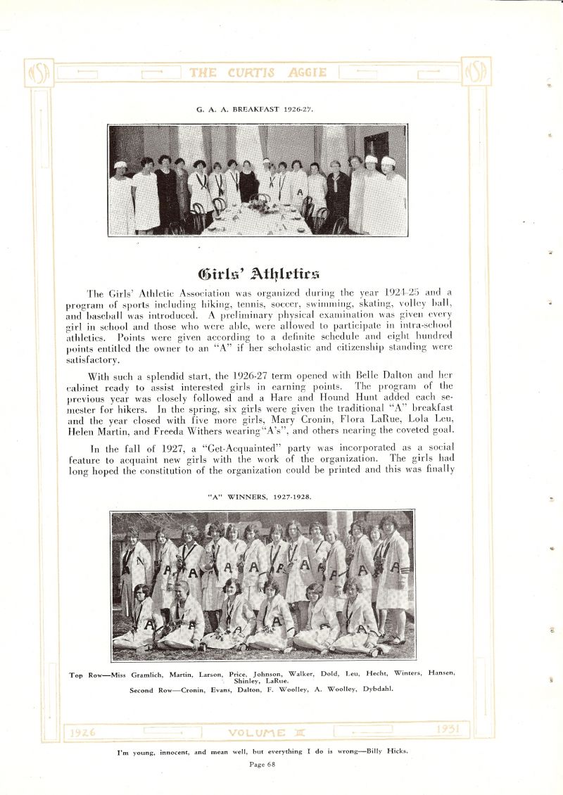 Volume_III Coach Edith Gramlich. Helen Martin, Evelyn Larson, Opal Price, Bertha Johnson, Dorotha Walker, Helen Dold, Grayce Leu, Ida Hecht, Neva Winters, Bertha Hansen, Mary Cronin, Helen Evans, Belle Dalton, Frances Woolley, Amy Woolley, Esther Dybdahl, Elzora Shinley, Flora LaRue,