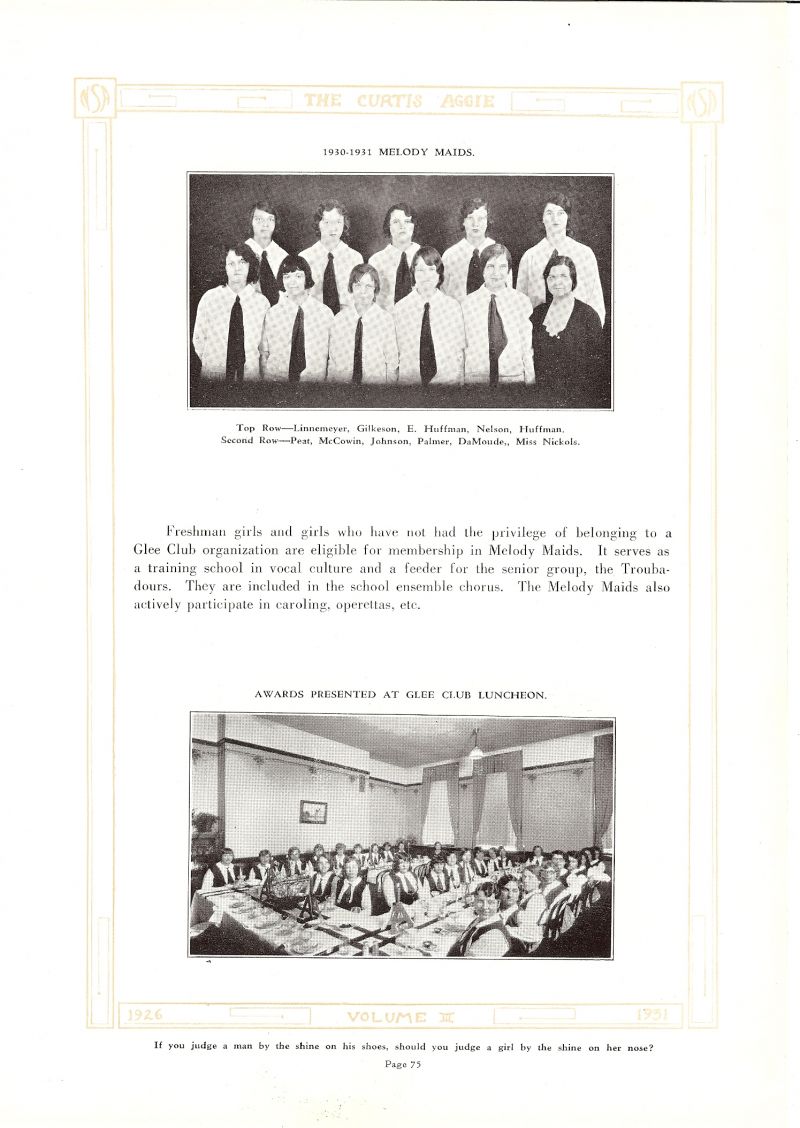 Volume_III Doris Linnemeyer, Alice Gilkeson, Emma Huffman, Geraldine Nelson, Opal Huffman, Velma Peat, Phyllis McCowin, Doris Johnson, Freda Palmer, Thelma DaMoude, Director Patrice Nickols. 