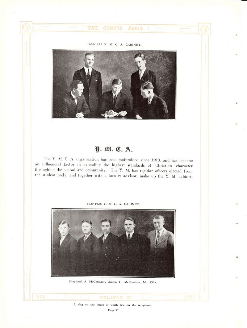 Volume_III Wayne Shepherd, Alva McConahay, Edmund Quinn, Harold McConahay, Sponsor Burton Kiltz. 