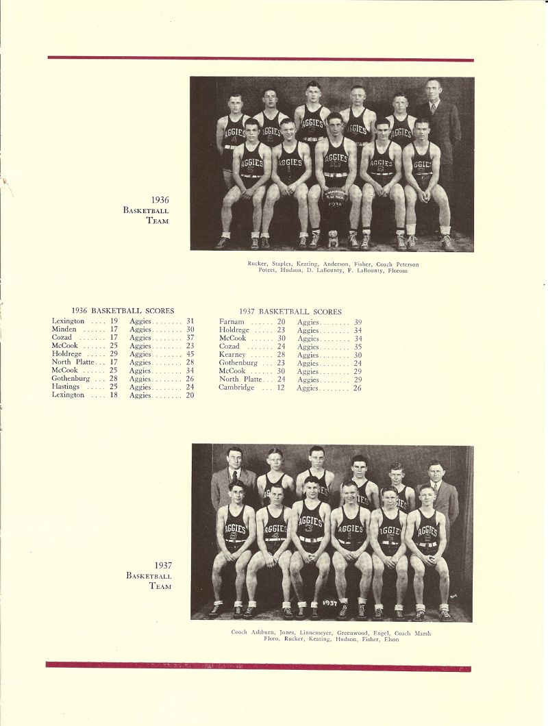 Volume_IV Ivan Rucker, Glen Staples, Erick Anderson, Marvin Fisher, Coach Carl Peterson. Dale Poteet, Douglas Hudson, Dale LaBounty, Frances LaBounty, Herbert Florom, Coach Clifford Ashburn. Clifford Jones, Dick Linnemeyer, Kenneth Greenwood, Lawson Engel, Coach Warren Marsh. Lyle Floro, John Keating, Thomas Elson,