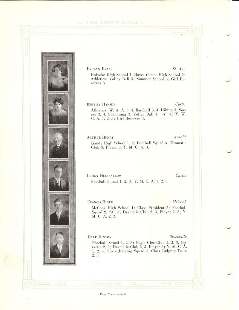 Volume_II Evelyn Evans, Bertha Hansen, Arthur Henry, Loren Hassenflow, Francis Hiner, Dale Hinton,