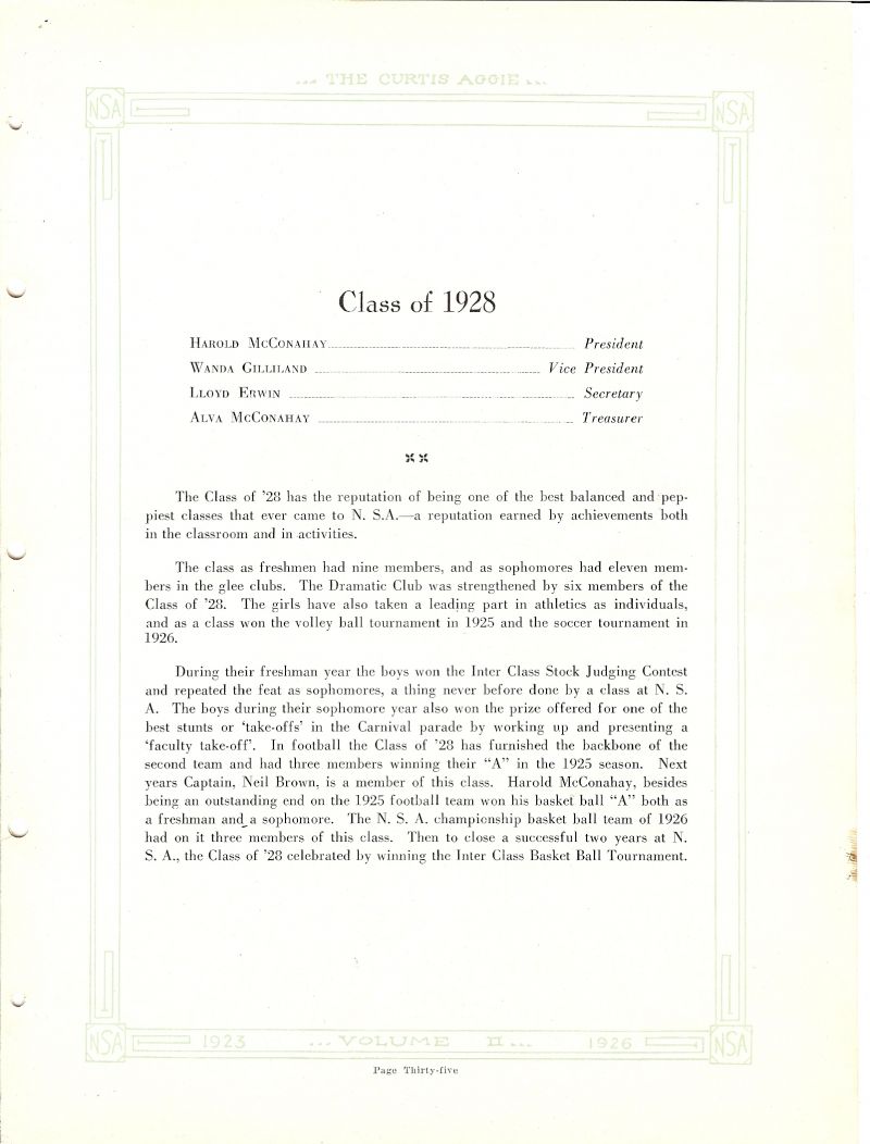 Volume_II Class Officers, Harold McConahay, Wanda Gilliland, Lloyd Erwin, Alva McConahay,
