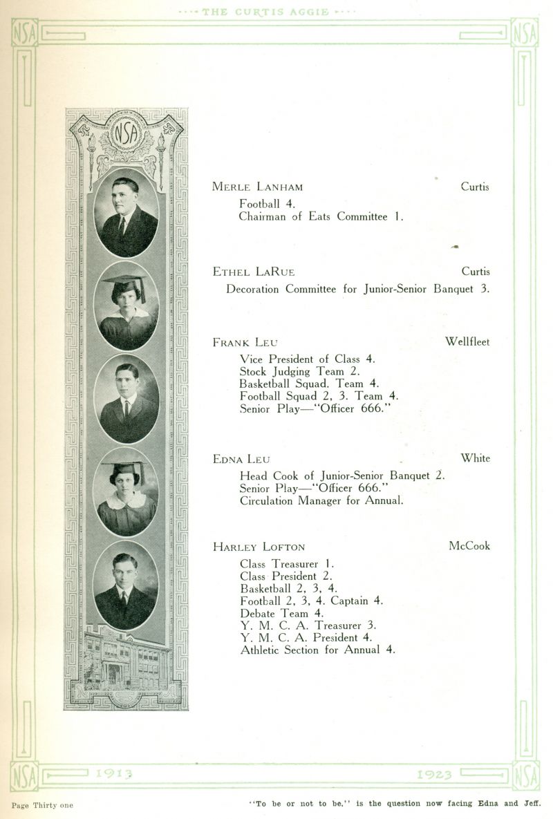 1923 Merle Lanham, Ethel LaRue, Frank Leu, Edna Leu, Harley Lofton,