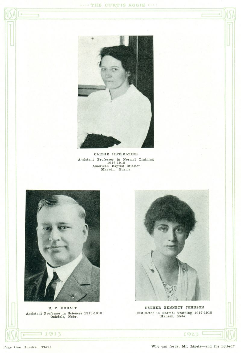 Volume_I Carrie Hesseltine. Edward Hodapp. Esther Johnson.