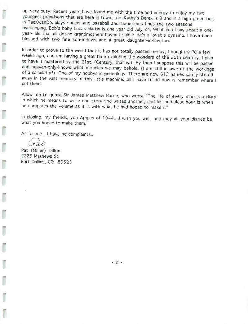 1944_booklet Pat Miller, Pat Miller Dillon,