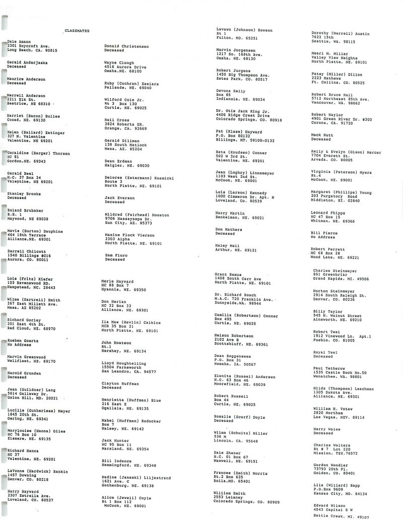 1944_booklet Dale Amann, Gerald Anderjaska, Maurice Anderson, Merrell Anderson, Harriet Bacon, Helen Bullard, Geraldine Barger, Gerald Beel, Stanley Brooke, Roland Brubaker, Mavis Burton, Darrell Chilcott, Lois Kiefer, Wilma Gartrell, Richard Gorley, Ruben Goertz, Marvin Greenwood, Harold Grunden, Jean Guildner, Lucille Gutherless, Marylouise Hanna, Ri8chard Hanna, LaVonne Hardwick, Harry Hayward, Donald Christensen, Wayne Clough, Ruby Cochran, Wilford Cole, Neil Cross Gerald Dillman, Dean Erdman, Delores Estermann, Jack Everson, Mildred Fairhead, Maxine Flock Vierson, Maxine Flock, Sam Floro, Merle Hayward, Don Herian, Ila Mae Hevlin, John Hoatson, Lloyd Houghtelling, Clayton Huffman, Henrietta Huffman, Mabel Huffman, Jack Hunter, Bill Iodence, Nadine Janeski, Alice Jewell, Lavawn Johnson, Marvin Jorgensen, Robert Jurgens, Devona Kelly, Otis King, Jack King, Pat Klase, Reta Knudsen, Jean Loghry, Lois Larson, Harry Martin, Don Mathers, Haley Mell, Grant Remus, Richard Roach, Canilla Robertson, Nelson Robertson, Dean Roggensees, Elvenita Russel, Robert Russell, Rosalie Scarf, Wilma Schultz, Dale Shaner, Frances Smith, William Smith, Dorothy Merrell, Mearl Miller, Patsy Miller, Robert Nall, Bruce Nall, Robert Naylor, Mack Nutt, Kelly Mercer, Evelyn Olson, Virginia Peterson, Margaret Phillips, Leonard Phipps, Bill Pierce, Robert Perrett, Charles Steinmeyer, Morton Steinmeyer, Billy Taylor, Robert Teel, Royal Teel, Paul Tetherow, Hilda Thompson, William Votaw, Harry Wales, Charles Walters, Gordon Wendler, Gordon Wandler, Lila Willard, Edward Wilson,