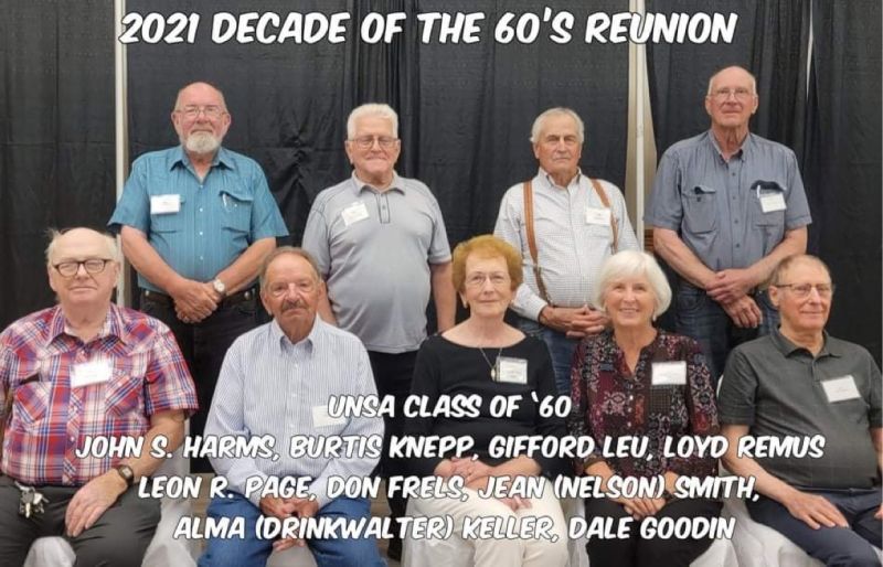 Reunions John Harms, Burtis Knepp, Gifford Leu, Loyd Remus, Leon Page, Don Frels, Jean Nelson, Alma Drinkwalter, Dale Goodin,