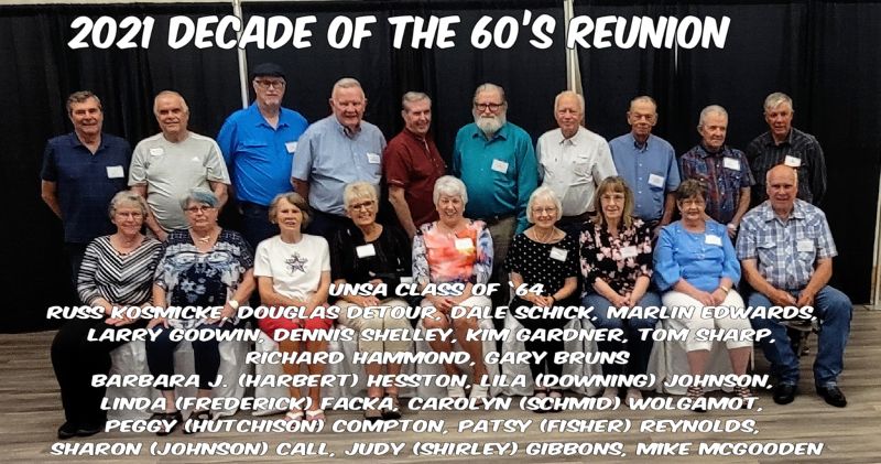 Reunions Russ Kosmicke, Douglas Detour, Doug Detour, Dale Schick, Marlin Edwards, Larry Godwin, Dennis Shelley, Kim Gardner, Tom Sharp, Richard Hammond, Gary Bruns, Barbara Harbert, Lila Downing, Linda Frederick, Carolyn Schmid, Peggy Hutchison, Patsy Fisher, Sharon Johnson, Judy Shirley, Mike McGooden,
