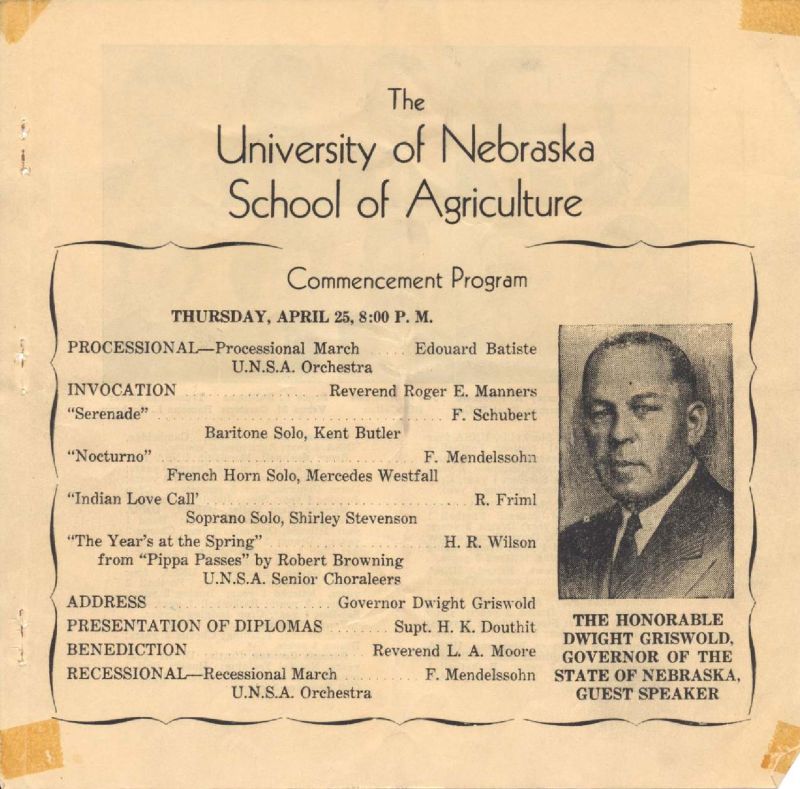 1946 Michael Schievelbein. Edouard Batiste. F Schubert. F Mendelssohn. R Friml. H R Wilson. Dwight Griswold. H K Douthit. Reverend Moore. Kent Butler, Mersedes Westfall, Shirley Stevenson,